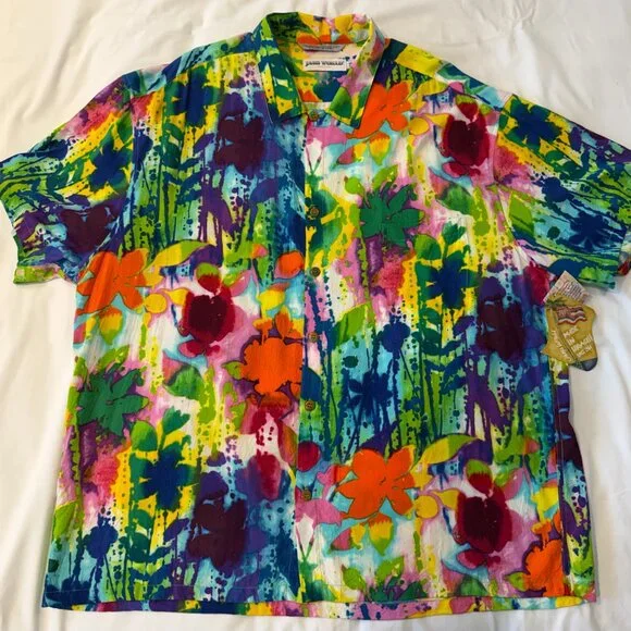 JAMS WORLD HAWAIIAN ALOHA Short Sleeve Shirt - XXL Garden Delight NWT - Picture 2 of 9